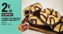 E.Leclerc Express 4 donuts au chocolat fourrés décorés offre