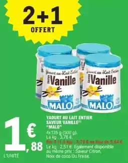 E.Leclerc Express Yaourt au lait entier saveur vanille malo offre