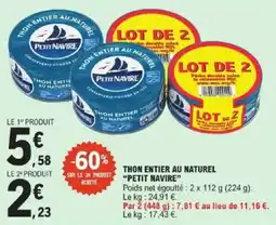 E.Leclerc Express Thon entier au naturel petit navire offre