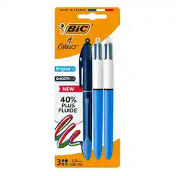 Carrefour Market BIC 2 stylos bille 4 couleurs ''Original'' + 1 stylo bille 4 couleurs ''Smooth'' offre
