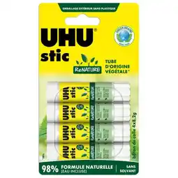 Carrefour Market UHU 4 bâtons de colle ReNATURE offre