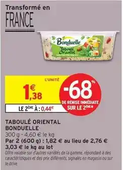 Intermarché Express Bonduelle - taboulé oriental offre