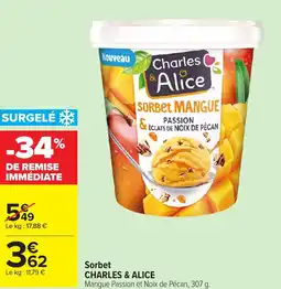 Carrefour Market CHARLES & ALICE Sorbet offre
