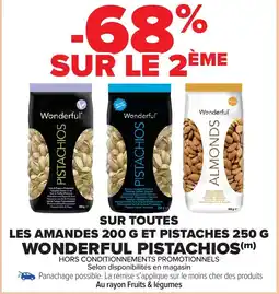 Carrefour Market Sur toutes les amandes 200 g et pistaches 250 g wonderful pistachios offre
