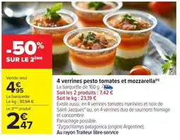 Carrefour Market 4 verrines pesto tomates et mozzarella offre