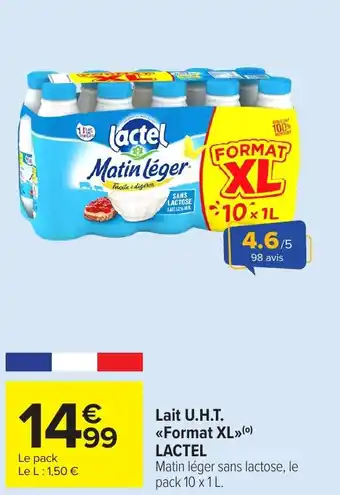 Carrefour Market LACTEL Lait U.H.T. <<Format XL» offre