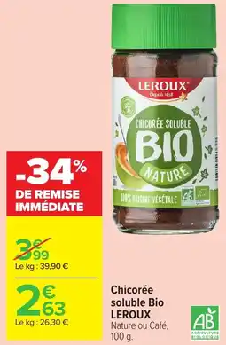 Carrefour Market LEROUX Chicorée soluble Bio offre