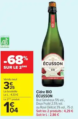 Carrefour Market ÉCUSSON Cidre BIO offre