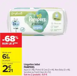 Carrefour Market PAMPERS Lingettes bébé offre