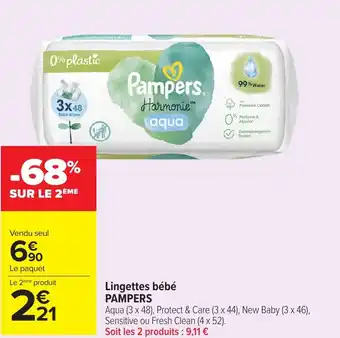 Carrefour Market PAMPERS Lingettes bébé offre