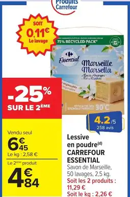 Carrefour Market Lessive en poudre (d) carrefour essential offre