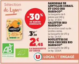 U Express HARI&CO Samossas de lentilles corail et coco bio offre