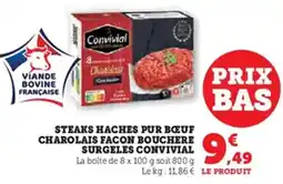 U Express CONVIVIAL Steaks haches pur bœuf charolais facon bouchere surgeles offre