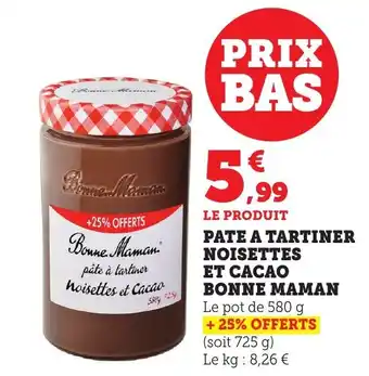 Bi1 BONNE MAMAN Pate a tartiner noisettes et cacao offre