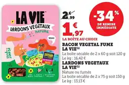 Bi1 LA VIE Bacon vegetal fume lardons vegetaux offre