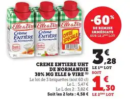 Bi1 ELLE & VIRE Creme entiere uht de normandie 30% mg offre
