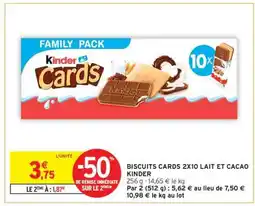 Intermarché Contact Biscuits Cards 2x10 Lait et Cacao Kinder offre