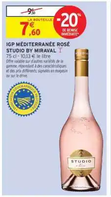 Intermarché Contact IGP MÉDITERRANÉE ROSÉ STUDIO BY MIRAVAL offre