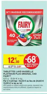 Intermarché Contact TABLETTES LAVE-VAISSELLE PLATINUM PLUS ORIGINAL X40 FAIRY offre