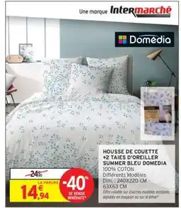 Intermarché HOUSSE DE COUETTE +2 TAIES D'OREILLER SUMMER BLEU DOMEDIA offre