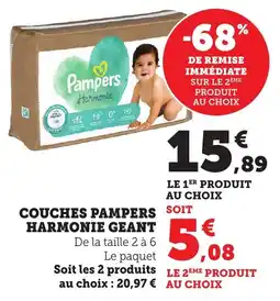 Bi1 PAMPERS Couches harmonie geant offre