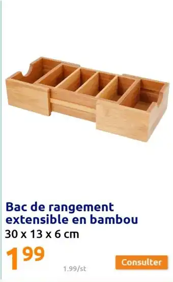 Action Bac de rangement extensible en bambou offre