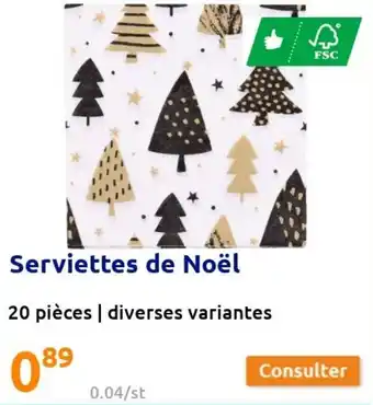 Action Serviettes de noël offre