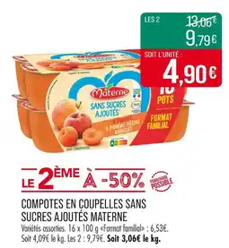 Match Materne Compotes en coupelles sans sucres ajoutés offre