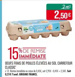 Match Carrefour Classic Oeufs frais de poules élevées au sol offre
