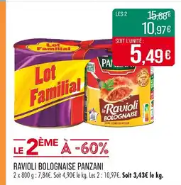 Match Panzani Ravioli Bolognaise offre