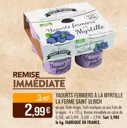 Match LA FERME SAINT ULRICH Yaourts fermiers à la myrtille offre