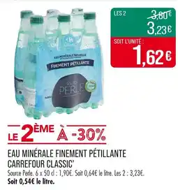 Match Carrefour Classic' Eau minérale finement pétillante offre