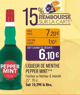 Match Pepper Mint Liqueur de menthe offre