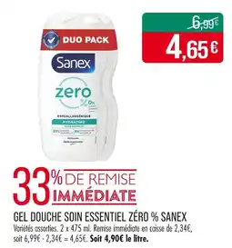 Match SANEX Gel Douche Soin Essentiel Zéro % Sanex offre