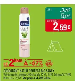 Match SANEX Déodorant Natur Protect Bio offre