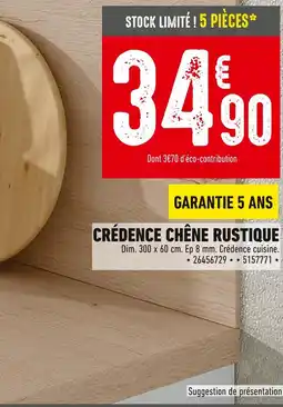 Batkor Crédence Chêne Rustique offre