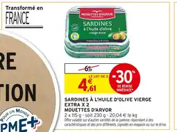 Intermarché MOUETTES D'ARVOR Sardines à l'huile d'olive vierge extra x 2 offre