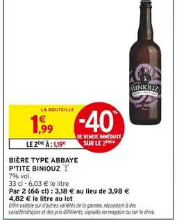 Intermarché P'TITE BINIOUZ Bière type abbaye offre