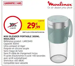 Intermarché MOULINEX Mini blender portable 300ml offre