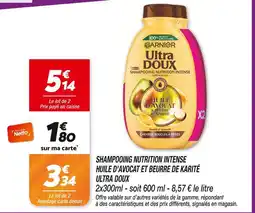 Netto Garnier Shampooing Nutrition Intense Huile d'Avocat et Beurre de Karité Ultra Doux offre