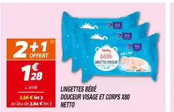 Netto Netto Lingettes bébé douceur visage et corps x80 offre
