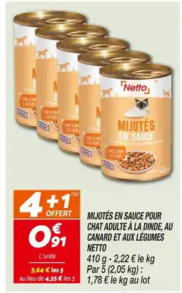 Netto Netto Mijotés en sauce pour chat adulte à la dinde, au canard et aux légumes offre