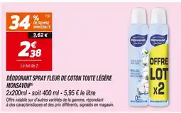 Netto Monsavon Déodorant spray fleur de coton toute légère(b) offre