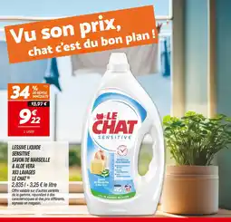 Netto Le Chat Lessive liquide sensitive savon de Marseille & aloe vera x63 lavages(b) offre