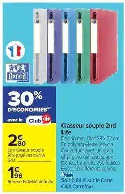 Carrefour Drive Oxford - classeur souple 2nd offre