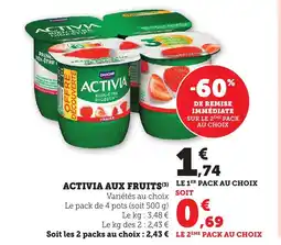Maximarché Activia aux fruits offre