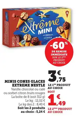 Maximarché Minis cones glaces extreme nestle offre