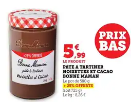 Maximarché Pate a tartiner noisettes et cacao bonne maman offre