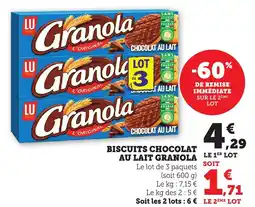Maximarché Biscuits chocolat au lait granola offre