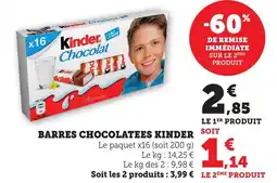 Maximarché Barres chocolatees kinder offre